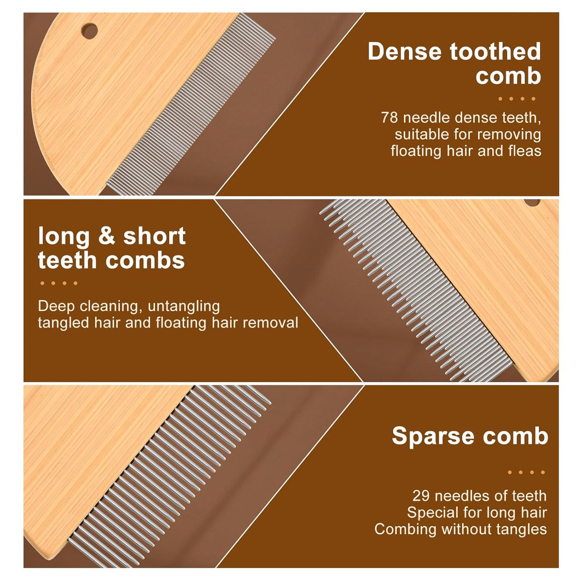 Flea Comb For Cats Wooden Cat Comb Pet Comb With Rounded-Tip Teeth Tangles And Loose Fur Grooming Comb Tool For Cats Dogs And Rabbits Tangled Hair