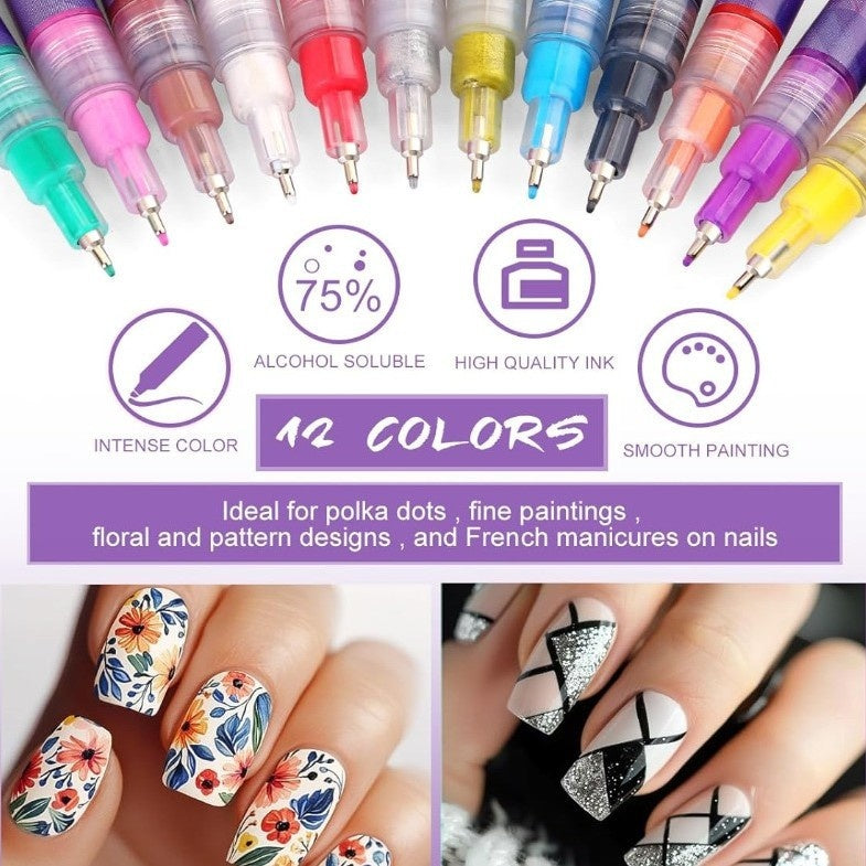 Doodle Nail Art Pen 12-color Liner t Brush Nail