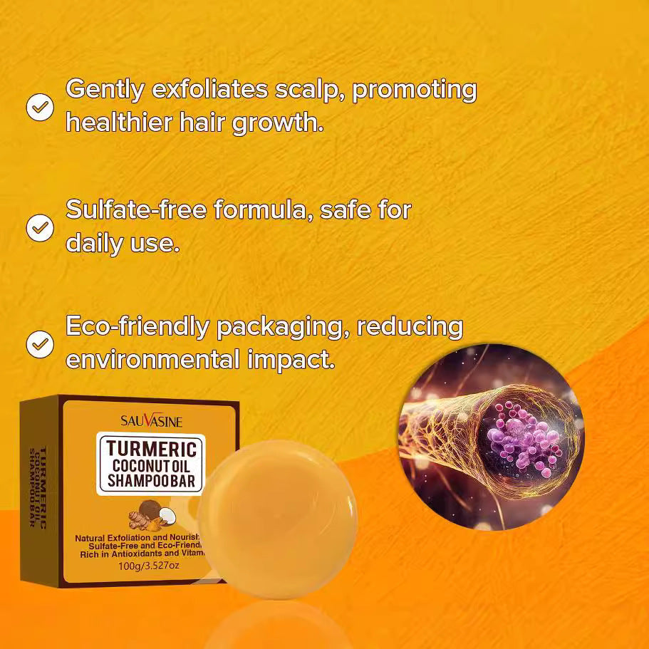 Sauvasine Cross-border New Turmeric Coconut Oil Shampoo Soap