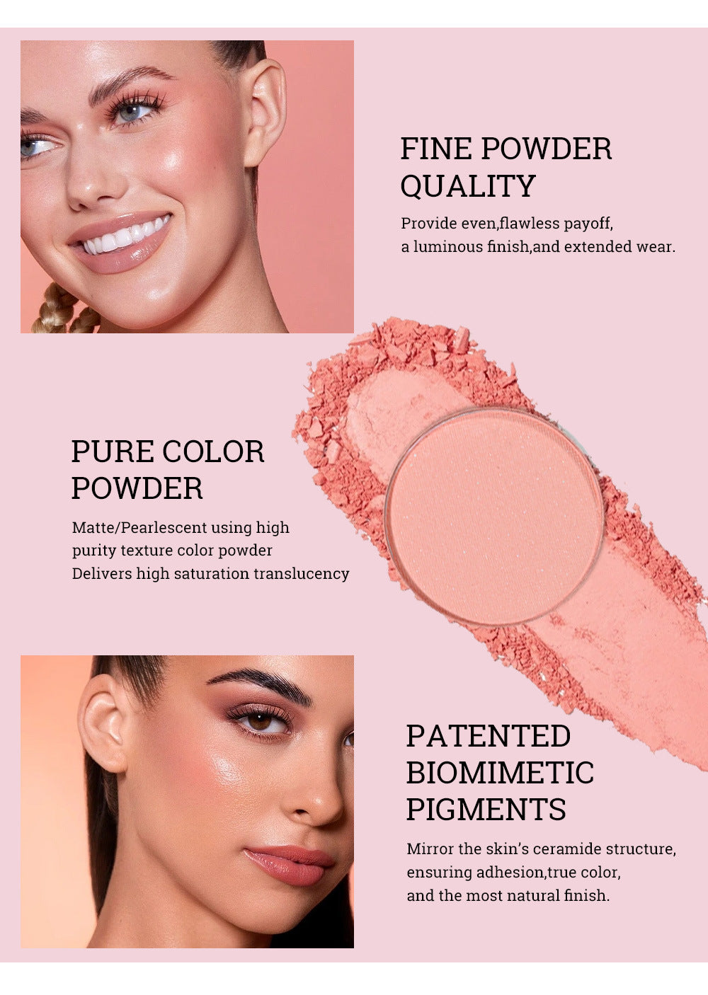 Julystar Beauty Matte Rouge Blush Nourishing Three-dimensional Eye Shadow Six-color Integrated