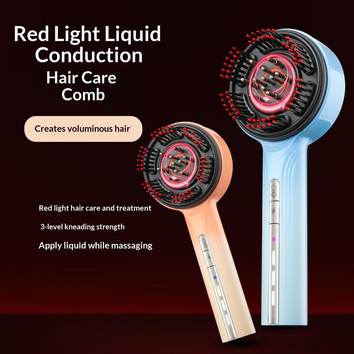 Hair Growth Comb Scalp Drug Delivery Massager With Red And Blue Light For Hair Care Prevention And Hair Care