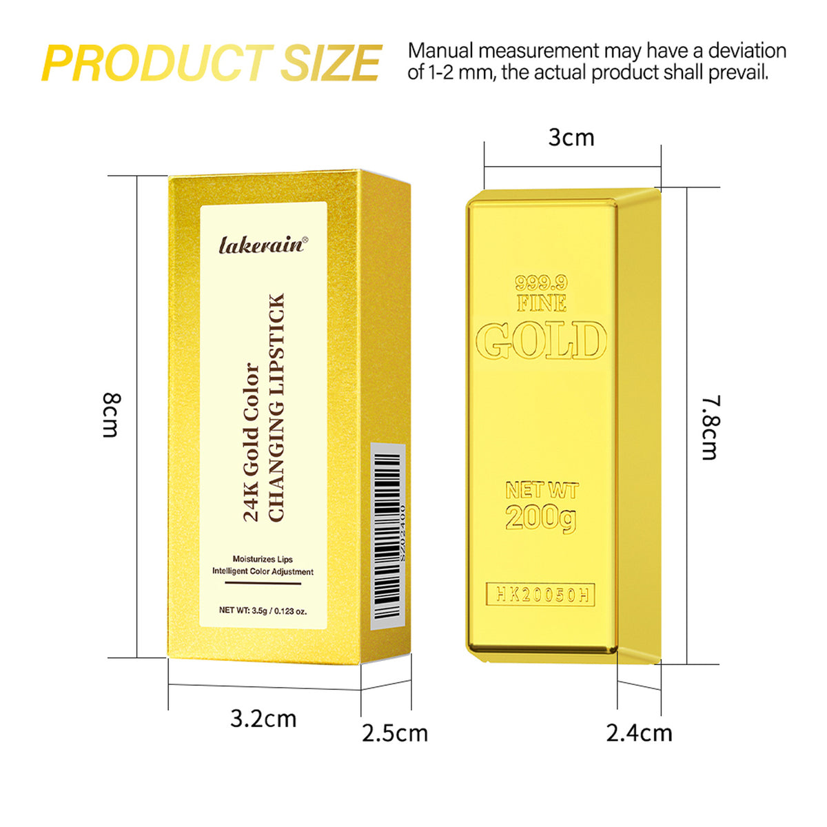 Lakerain Nourishing Moisturizing Shiny Gold Foil Color-changing Lipstick