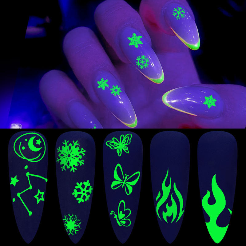Flower New Halloween Party Luminous Adhesive Nail Stickers