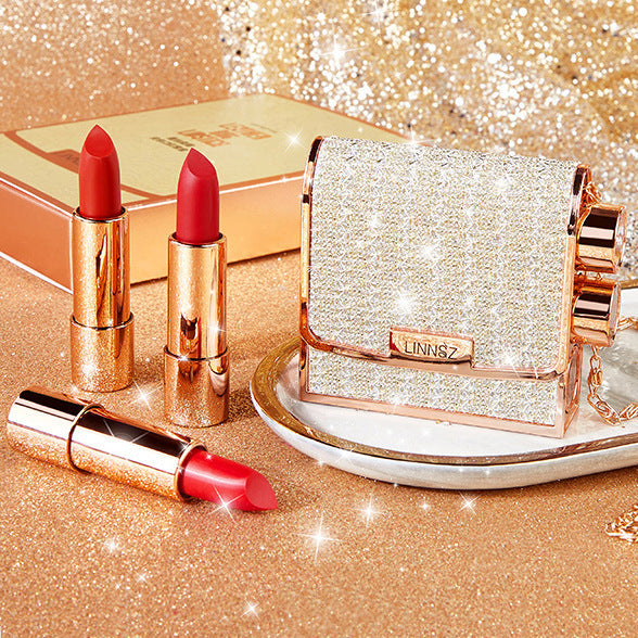 Linnsz Starry Sky Bright Small Leather Bag Lipstick Three Packs