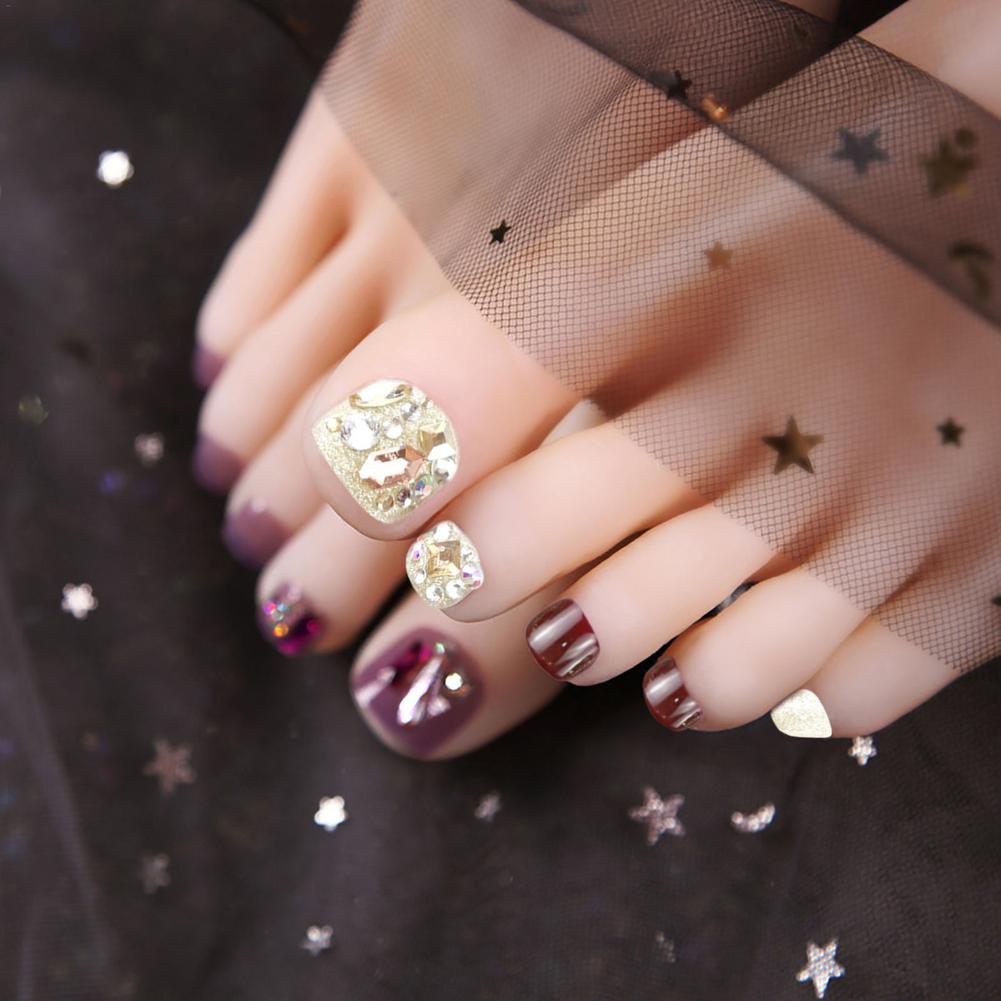 Whitening Removable Nail Patch With Diamonds