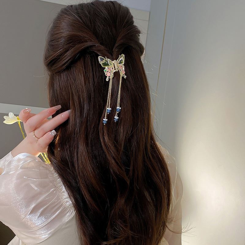 Women's Pearl Flower Butterfly Tassel Hairpin