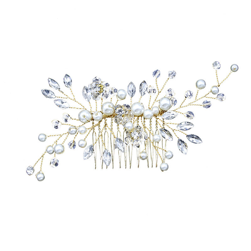 Silver Diamond Hand-made Pearl Hair Comb Insert