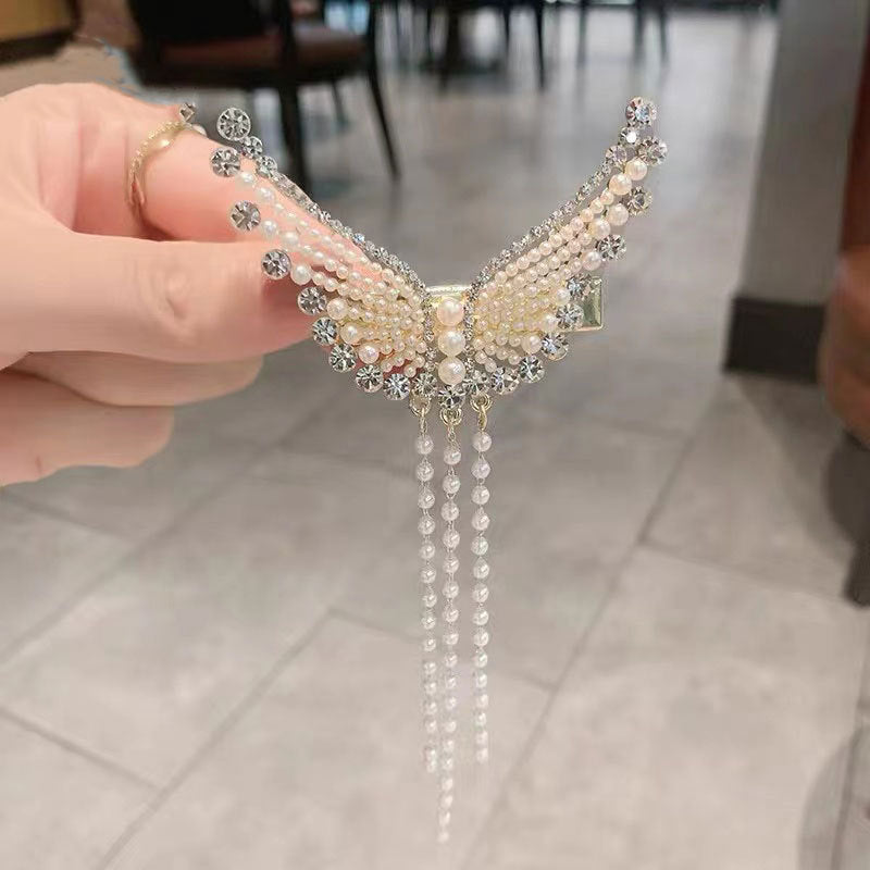 Women's Hair Clip With Diamond Angel Wings