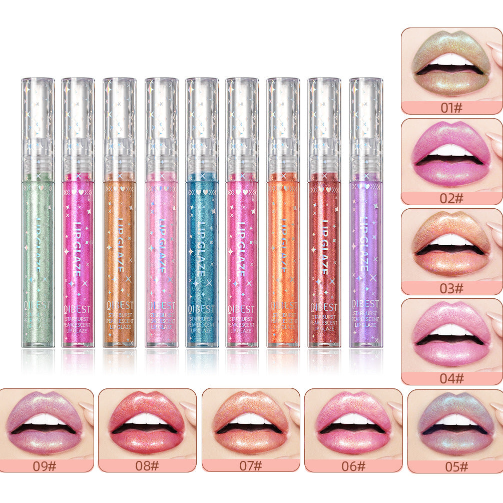 Qibest Long-Lasting Moisturizing People Mermaid Lip Lacquer Colorful