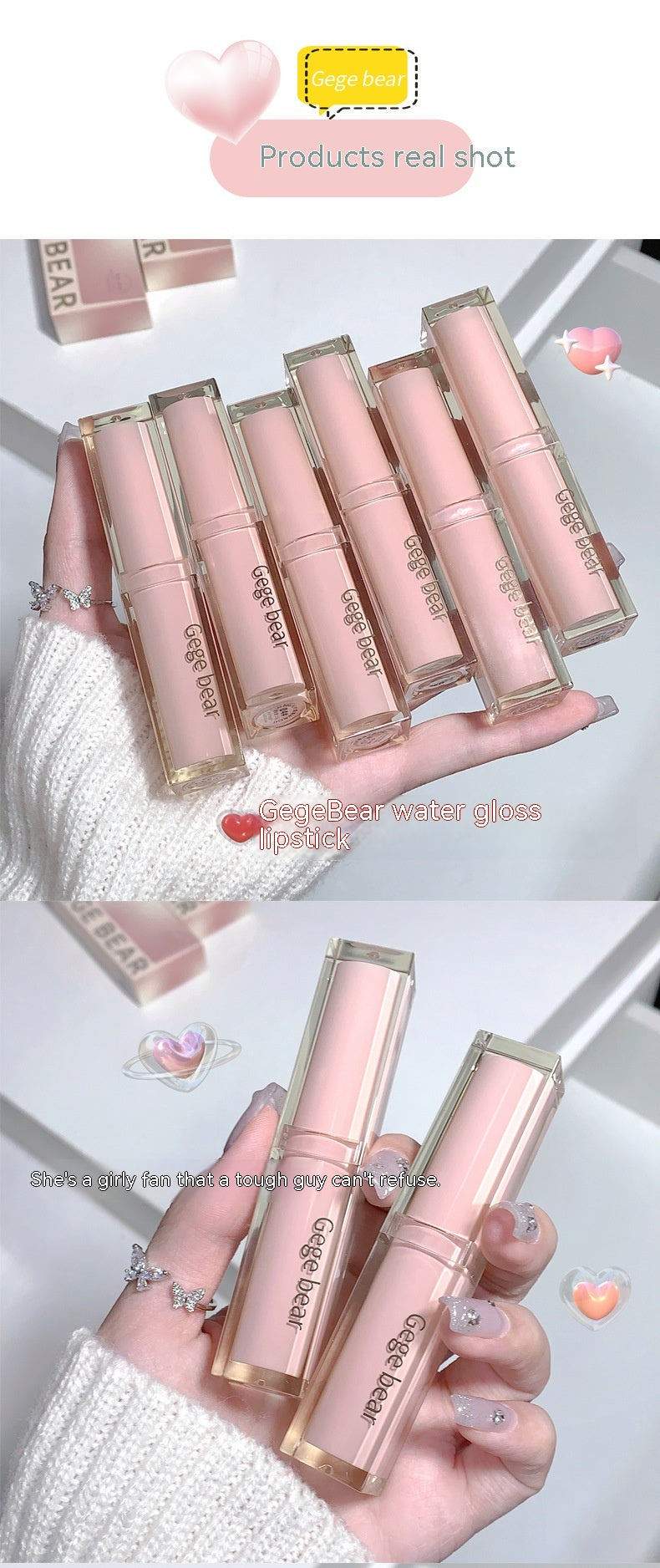 Gege Bear Smooth Glossy Lipstick Color Mirror