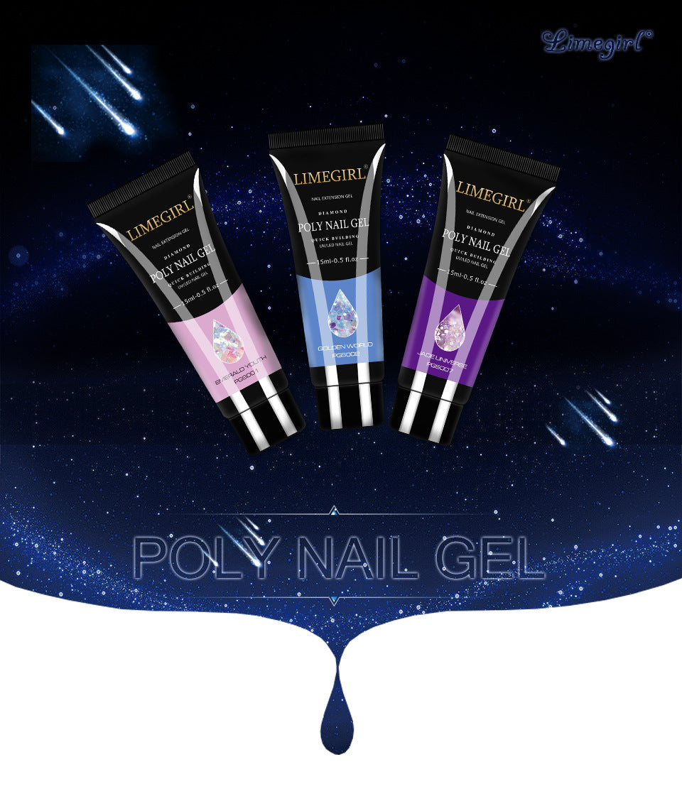 LimegGirl 12 Color Nail Art Glitter Powder Extension Gel Nail Art Sequin Extension Gel less