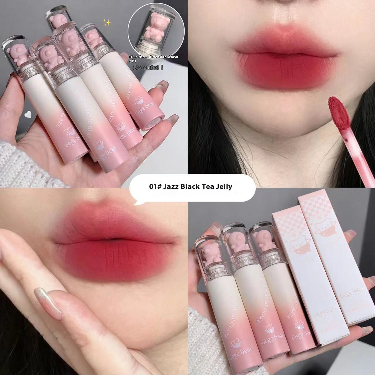 Gege Bear Cotton Lip Lacquer Matte Velvet Matte Moisturizing Lipstick