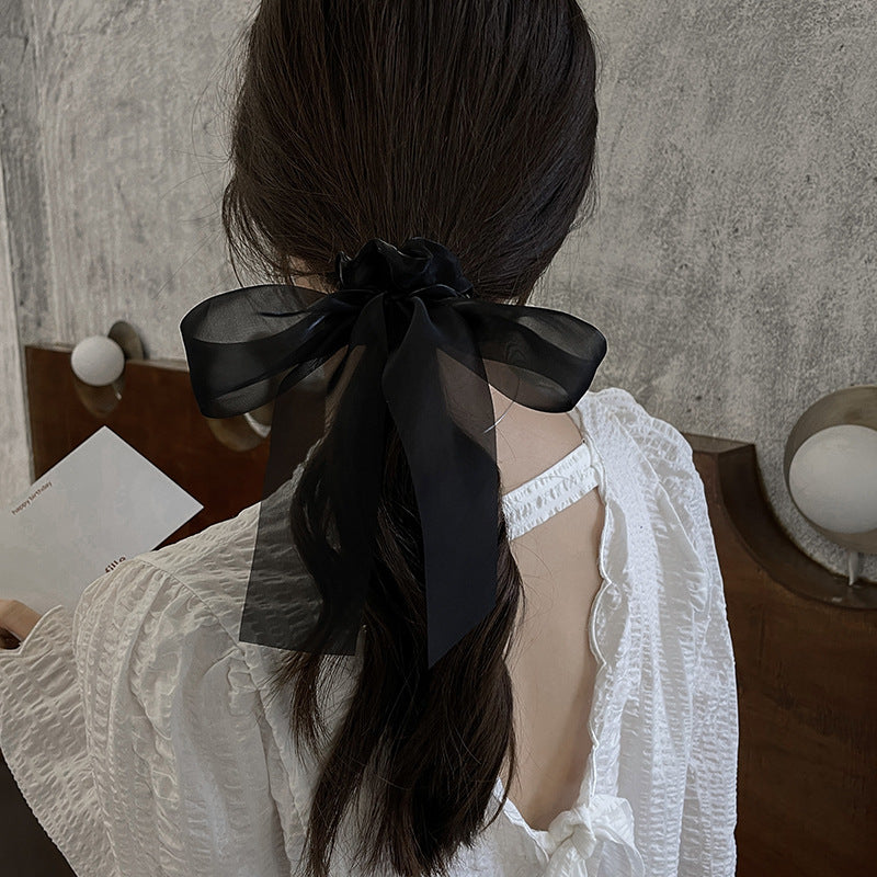 Black Veil Bowknot Spring Clip Back Head Hair Clip