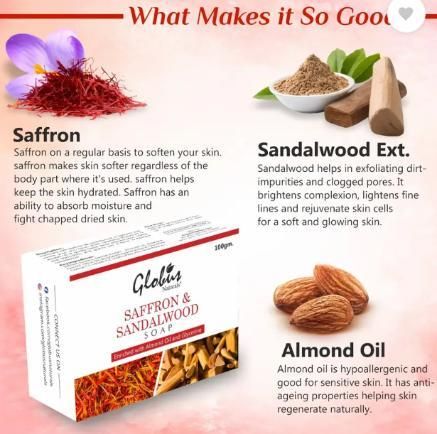 Globus Naturals Rice Ceramide, Glycolic Salicylic Acid, Kojic Acid and Saffron-Sandalwood 325gm (Pack of 4) Combo