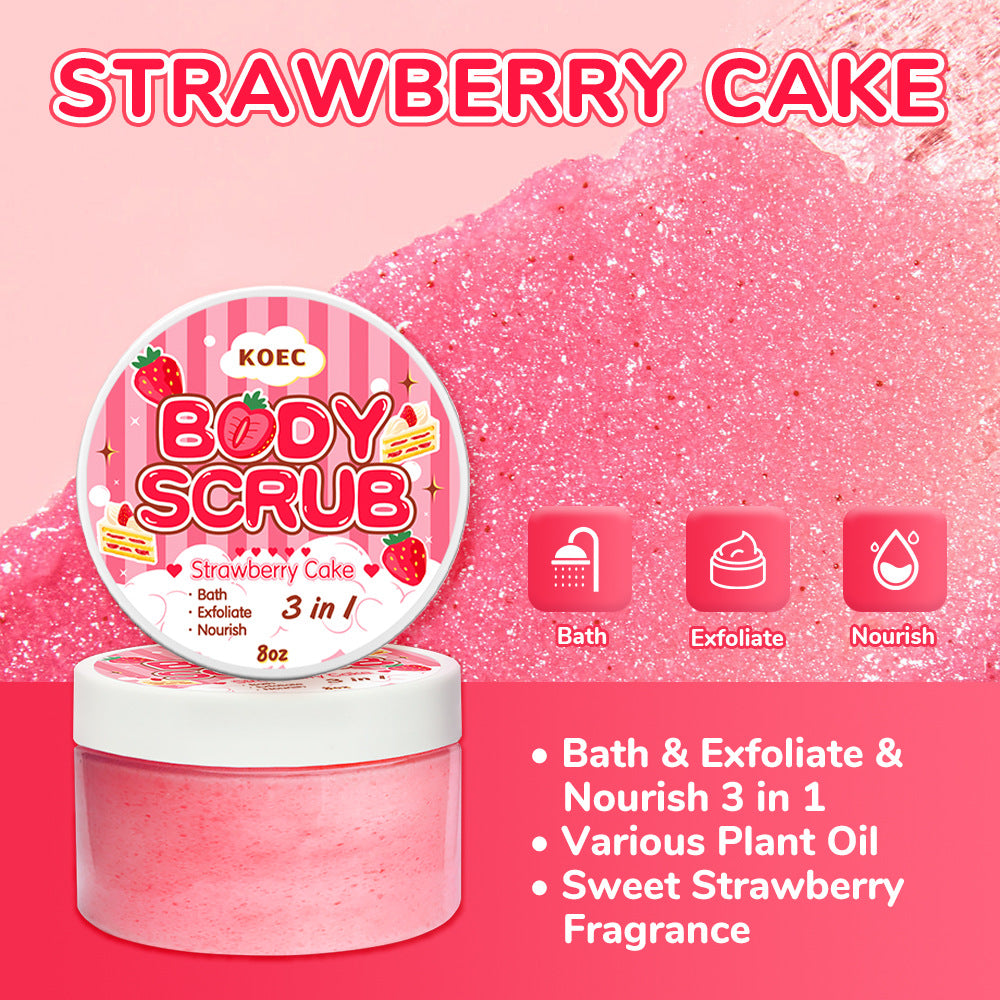 Koec Strawberry Cake Body Scrub Cream Deep Cleansing Exfoliating