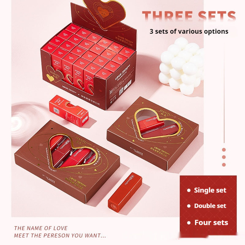 Hantu Creative Color Rendering Moisturizing Velvet Lipstick Love Gift Set