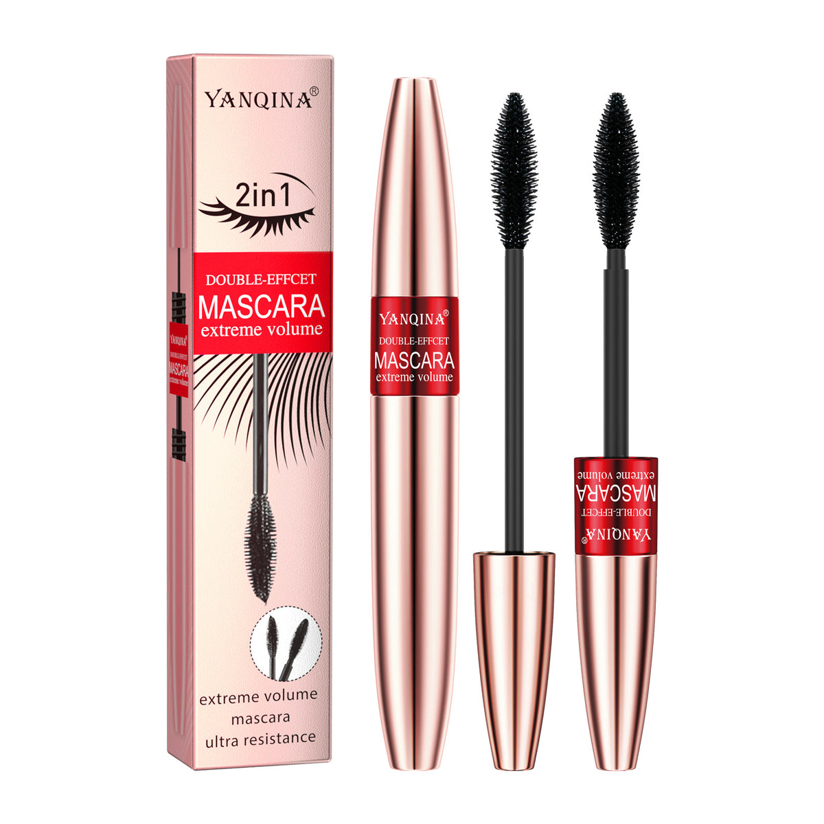 Yanqina Face Makeup Double-headed Mascara 2-in-1 Not Smudge Long
