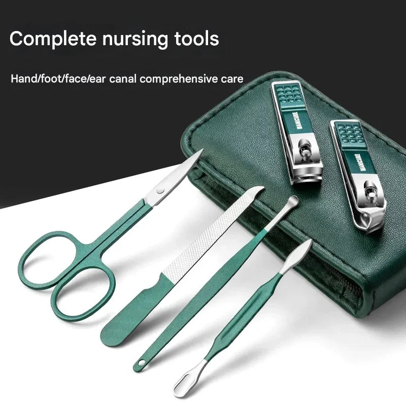 German Seiko Portable Dark Green Nail Clippers Set 6-piece Nail Clippers Set Home Nail Clippers