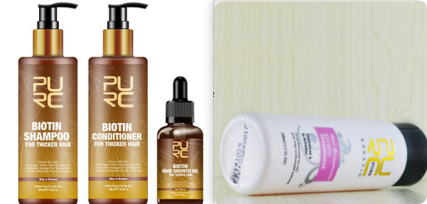 PURE Hair Care Ginger Biotin Three-piece Shampoo Conditioner Repair Dry And Frizz Essential Oil