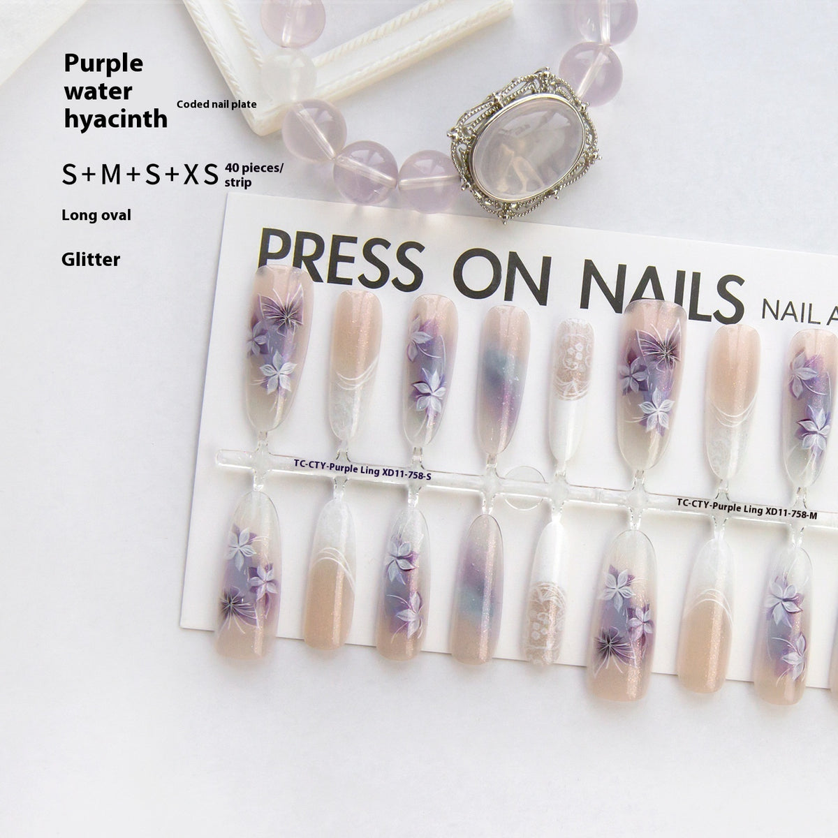 Press On Nails Chinese Style Traditional Butterfly Oval Almond Prefabricated Nail Art