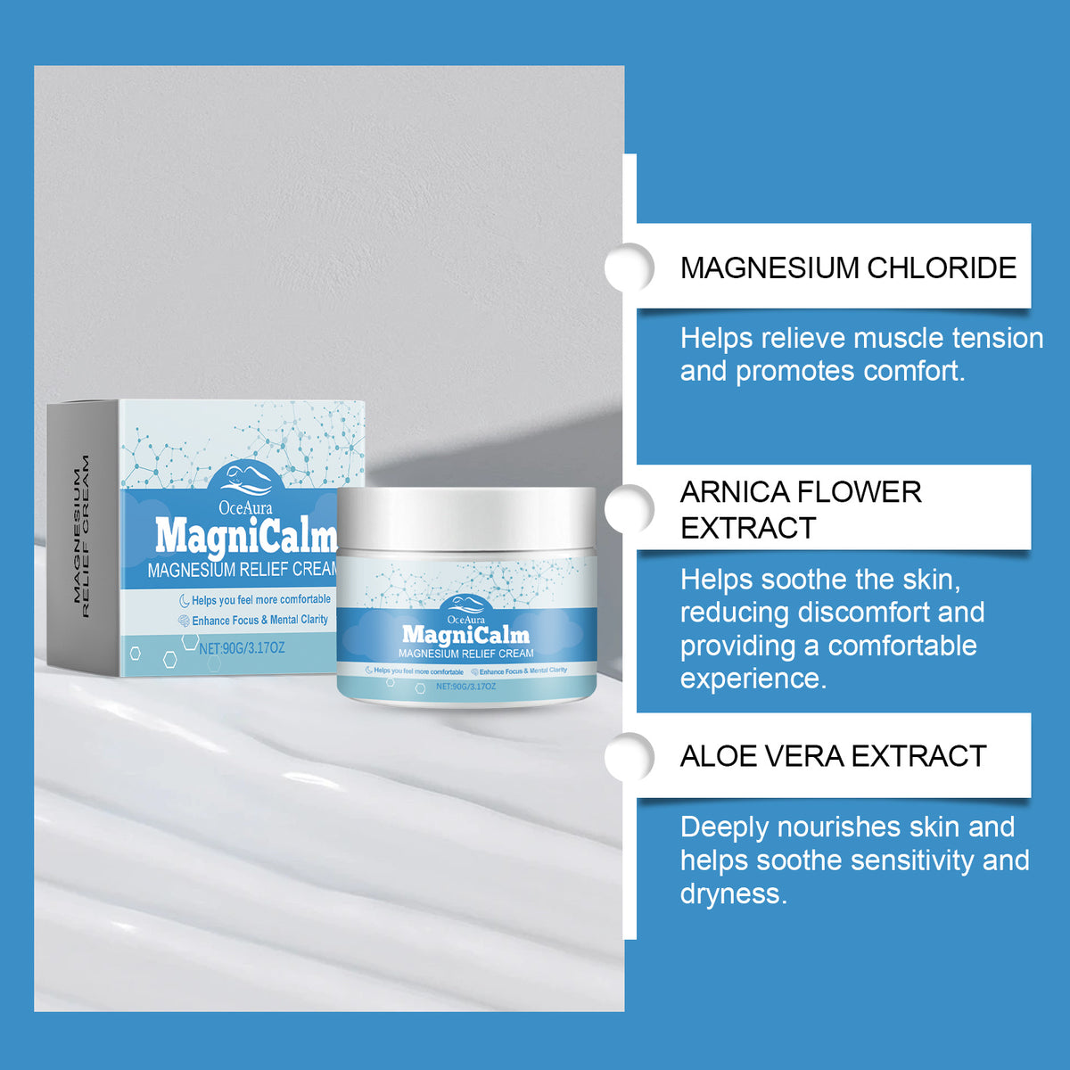 OceAura Magnesium Soothing Cream Mild Ingredients