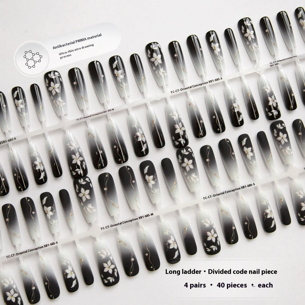 Press On Nails New Chinese Ancient Style Flower New Year Dark Prefabricated Nail Tip Wear Armor