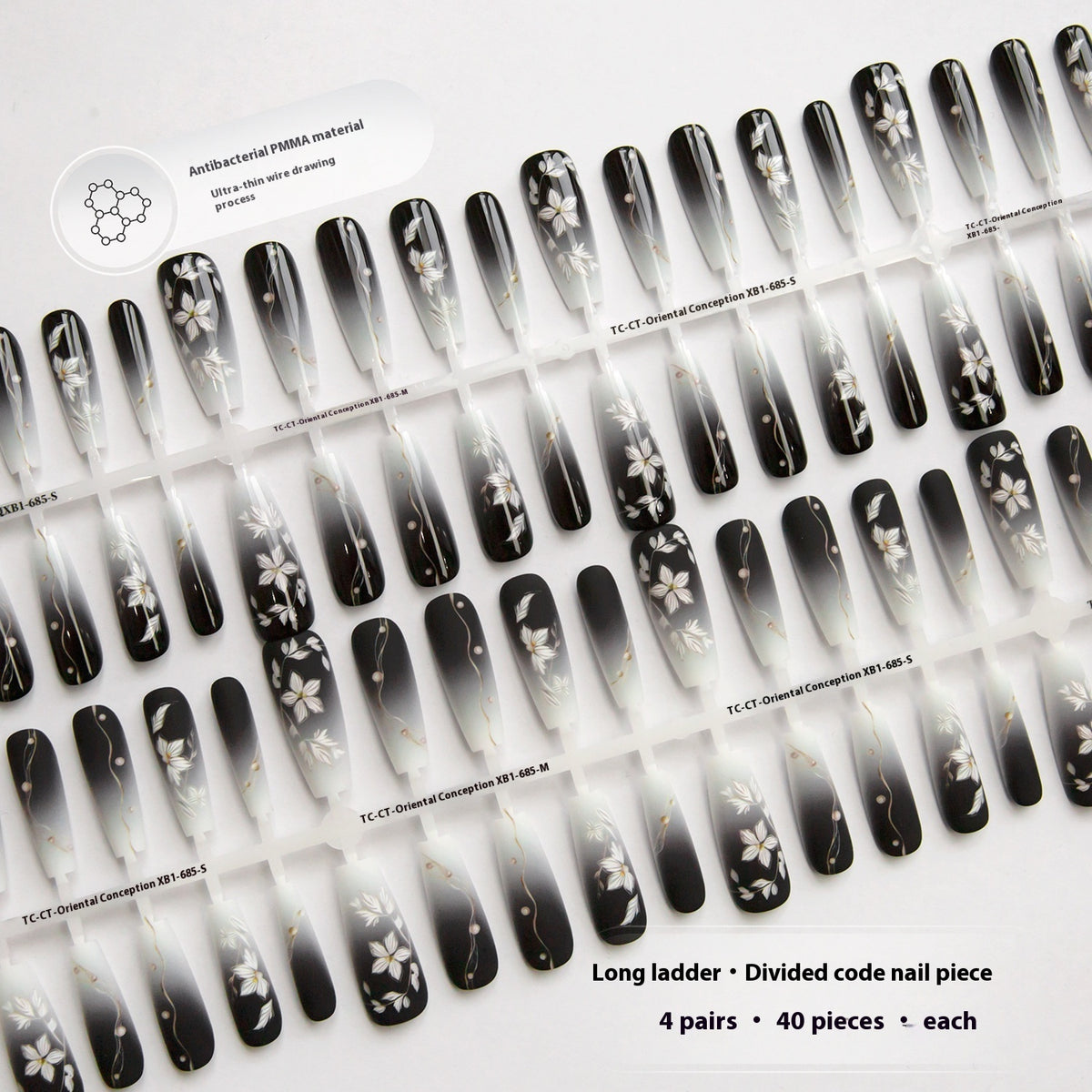 Press On Nails New Chinese Ancient Style Flower New Year Dark Prefabricated Nail Tip Wear Armor