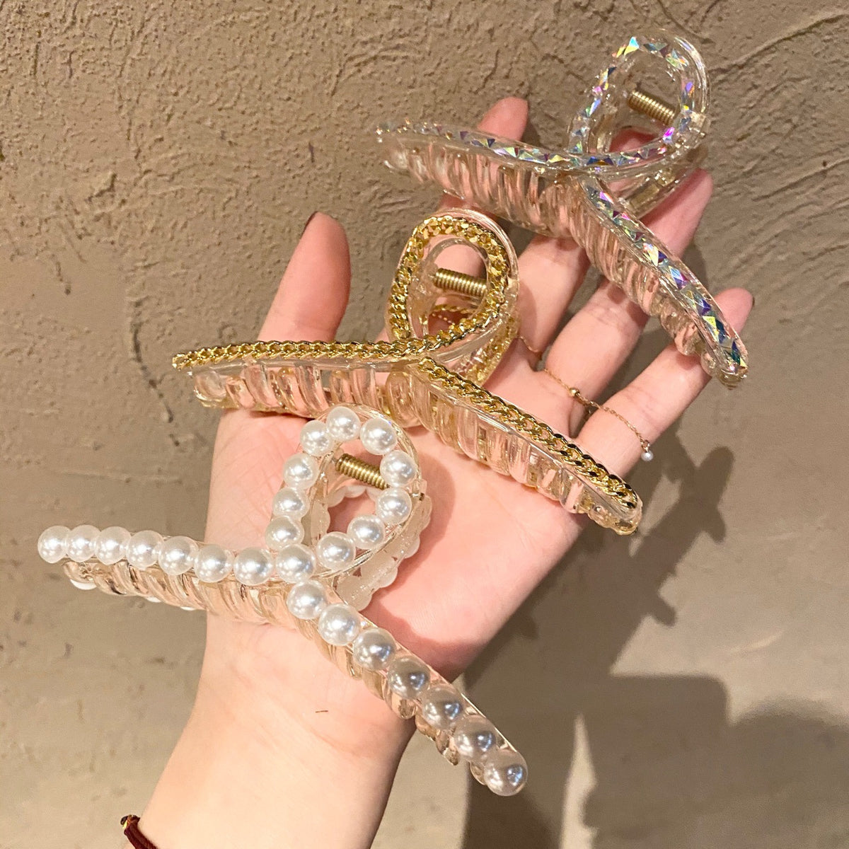 Crystal Pearl Chain Clip Top Clip Bangs Clip