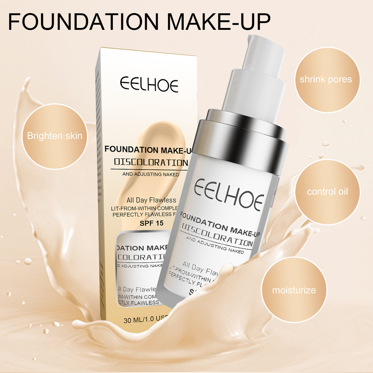 Eelhoe Temperature Change Liquid Foundation Concealer Long-lasting Moisturizing Waterproof Sweat-proof