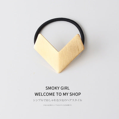 European And American Ins Cold Style Geometric Metal Brushed Hollow Hair Ring