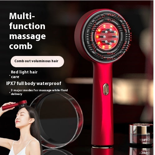 IPX7 Electric Massage Comb Home Scalp Drain Comb Red Light Anti-slip Hair Care Multi-functional Massage Comb