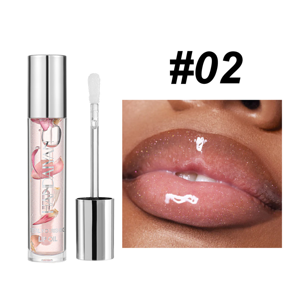 Handaiyan Transparent Dried Flower Lip Gloss Mirror Water Light Lasting