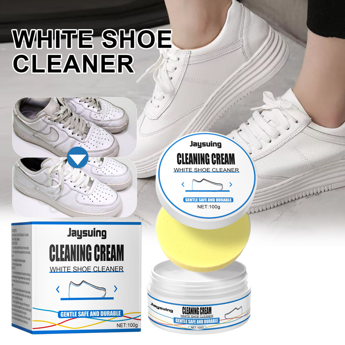Jaysuing White Shoes Cleansing Cream Decontamination