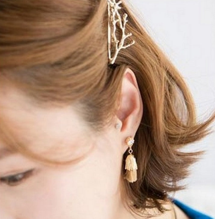 Korea hair accessories fairy antlers branch metal edge clip side clip hairpin fashion personality princess clip side folder