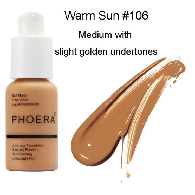 Phoera Explosive Press Type Oil Control Natural Color Matte Concealer Foundation Cream