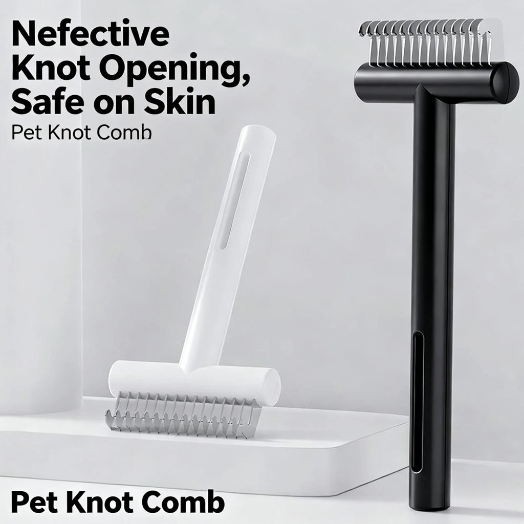 Pet Dematting Comb For Dogs And Cats, Stainless Steel Deshedding Tool With Safety Rounded Edges, Professional Undercoat Rake For Removing Mats Tangles And Loose Hair, 7cm Wide Ergonomic Grooming Brush