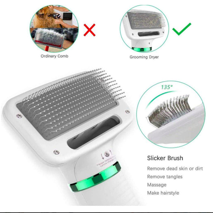 Pet Electric Hair Dryer Comb Dog Hair Heating Fan Drying And Drawing Combo Pet Hair Comb