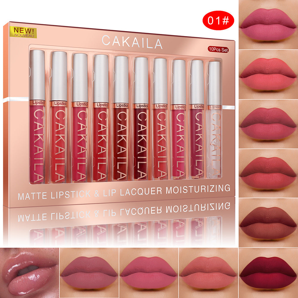 Cakaila Pack Of 10 Matte Nonstick Cup Waterproof Lip Gloss