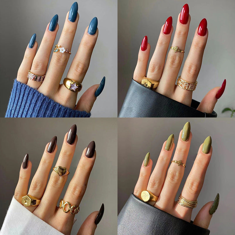 Wear Armor Mid-length Solid Color Nail Shaped Piece
