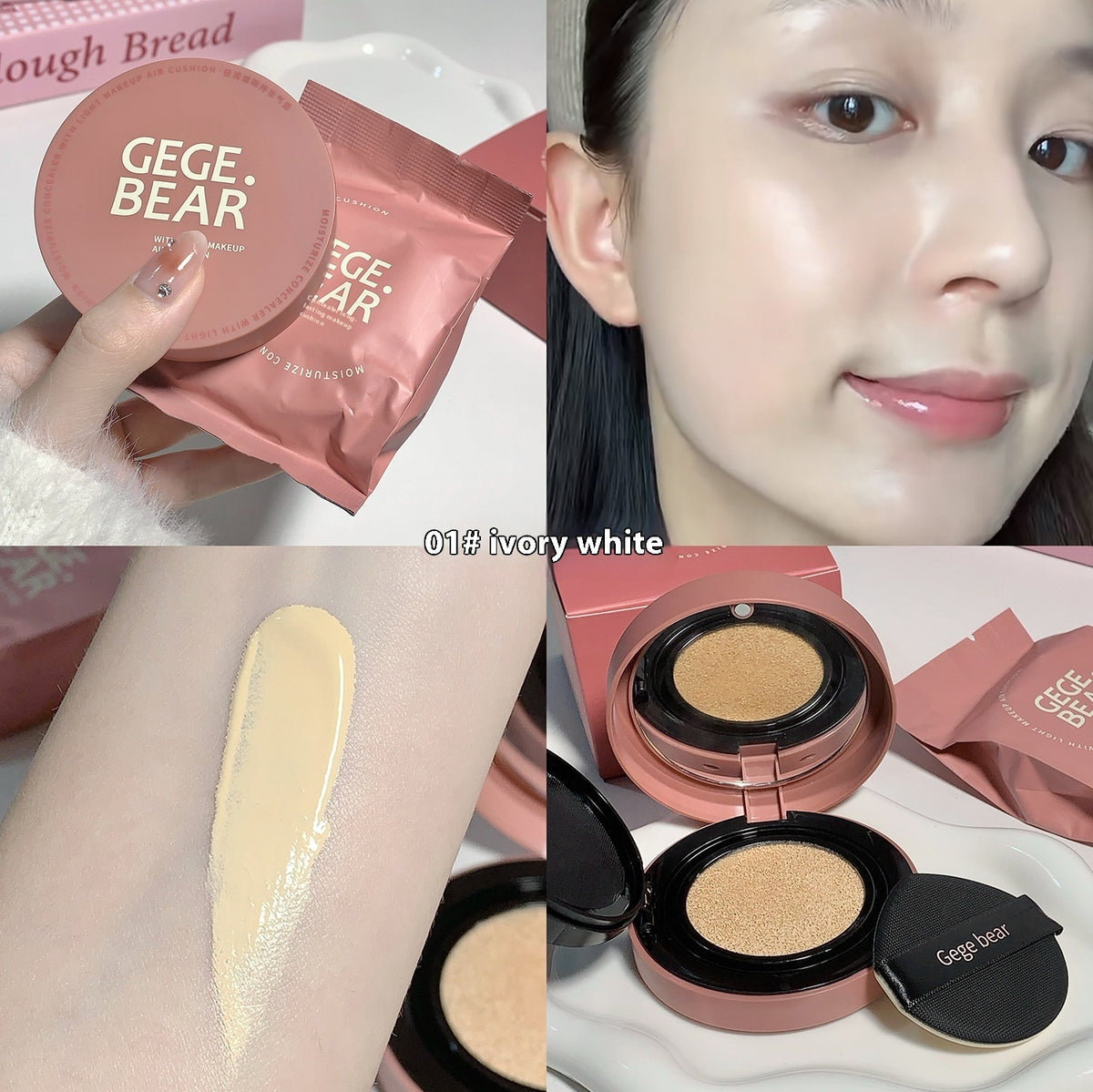 Gege Bear Light Moisturizing Concealer Makeup Cushion Foundation Matte Oil Control Natural Improve Skin Color
