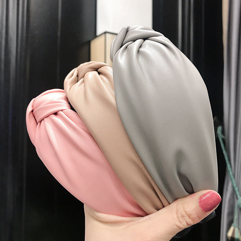 PU imitation leather knotted headband