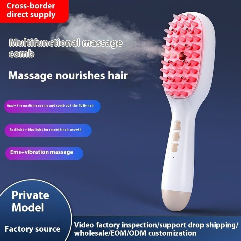 EMS Red Blue Light Physiotherapy Instrument Anti-off Hair Growth Device Electric Massage Comb Spray Comb