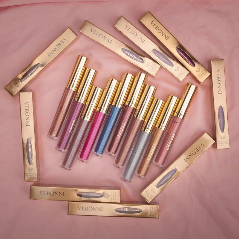 Veronni Diamond Pearl Magic Color Shiny Matte Metal Lip Gloss Lipstick
