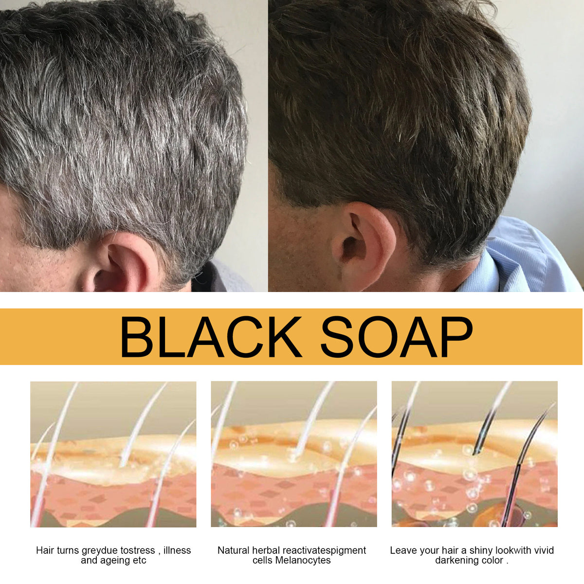 Jaysuing Black Thick Hair Care Cleansing Scalp Supple Hair Hair Fixation Shampoo Soap