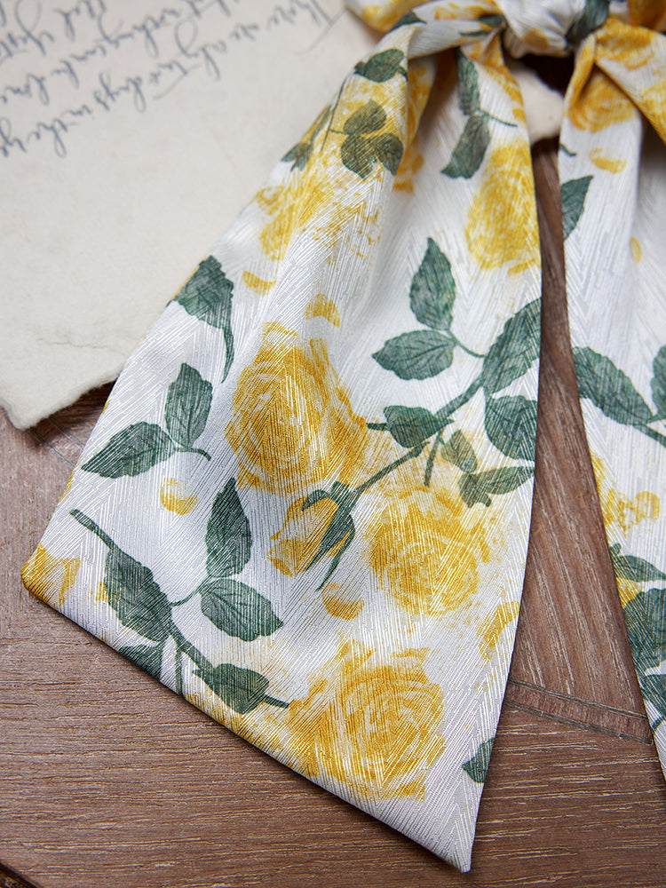 Yellow Rose Ribbon Large Intestine Hair Ring Female High Sense