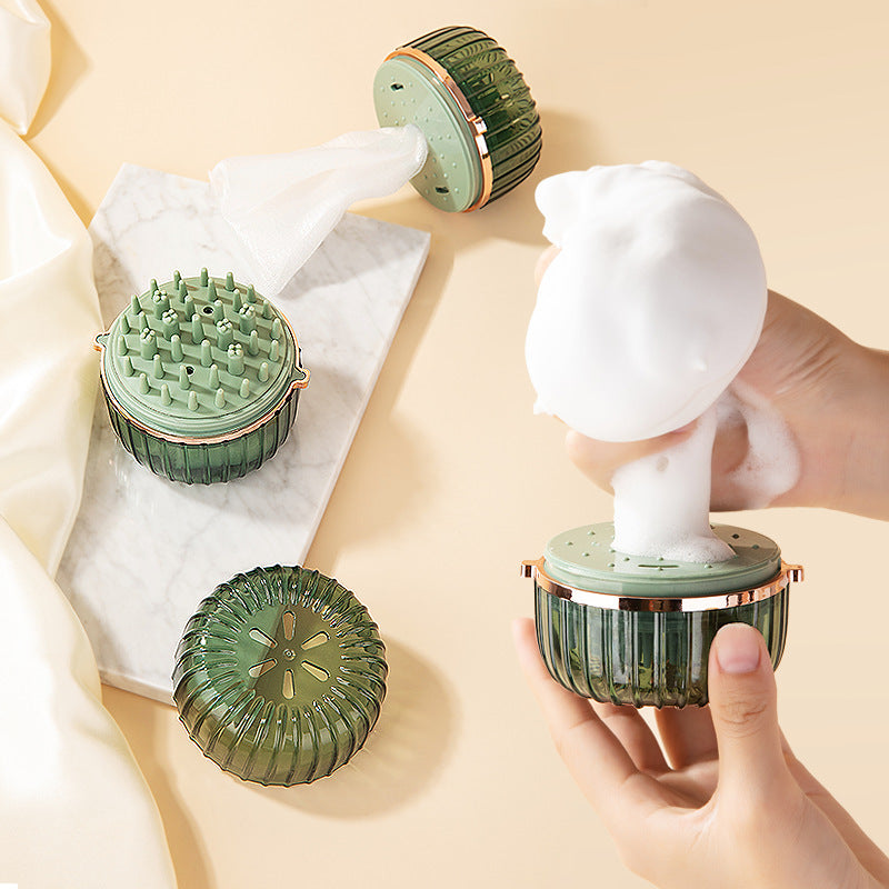 Foaming Shampoo Brush Head Massage Comb Silica Gel