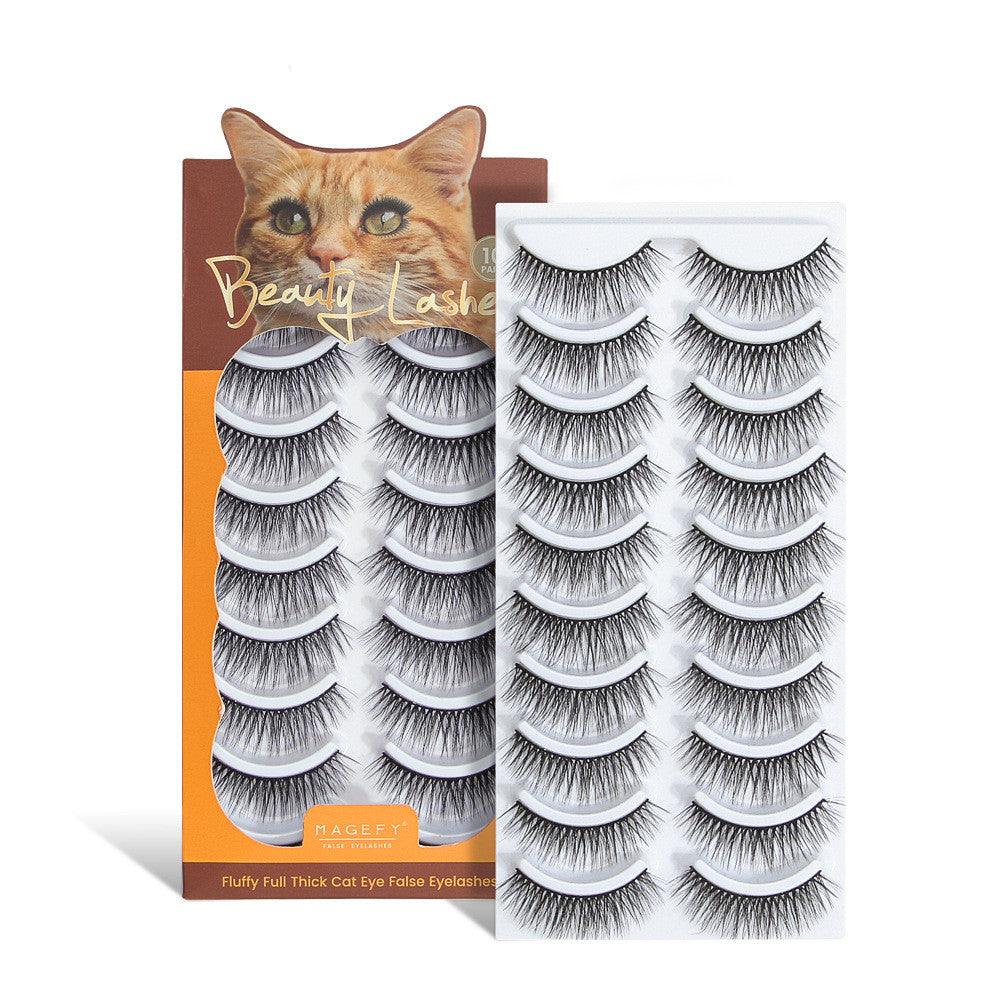 Langmanni Beauty Supplies 10 Pairs Natural False Eyelashes Box