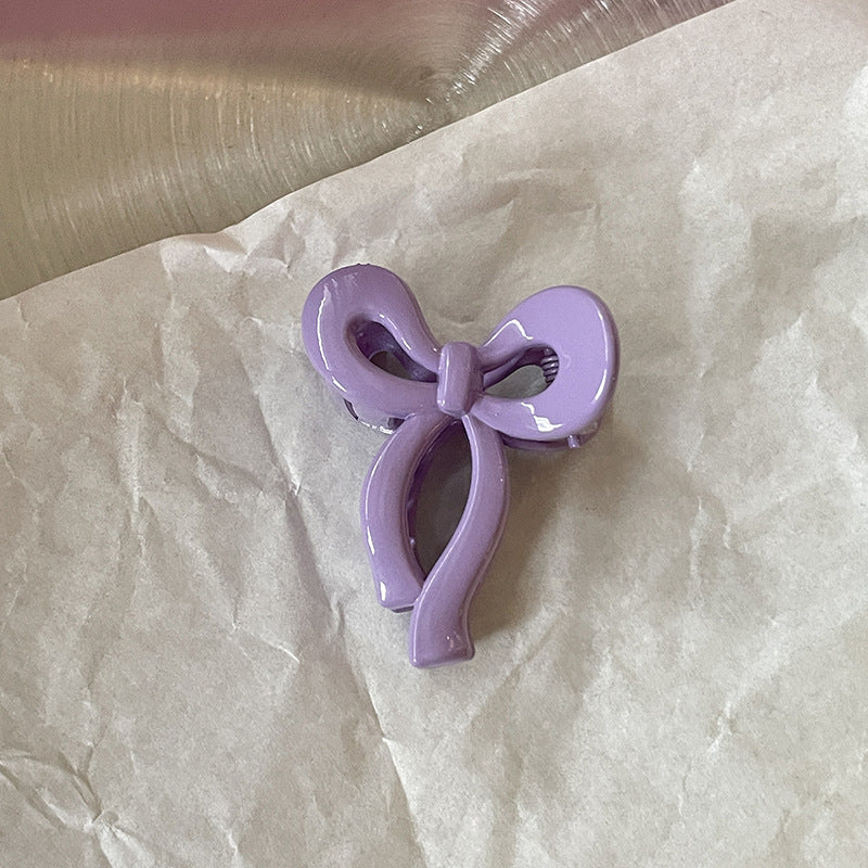 Candy Color Bow Claw Clip Female Fringe Hairpin