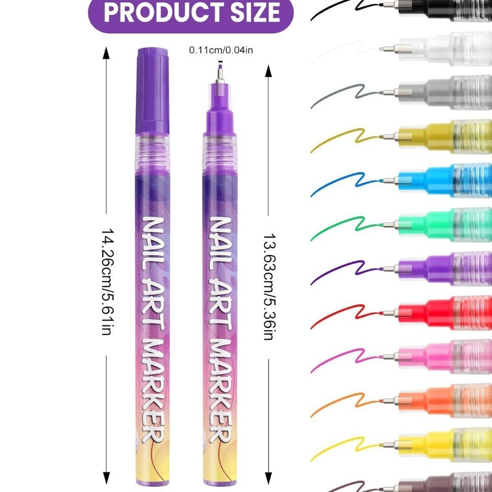 Doodle Nail Art Pen 12-color Liner t Brush Nail