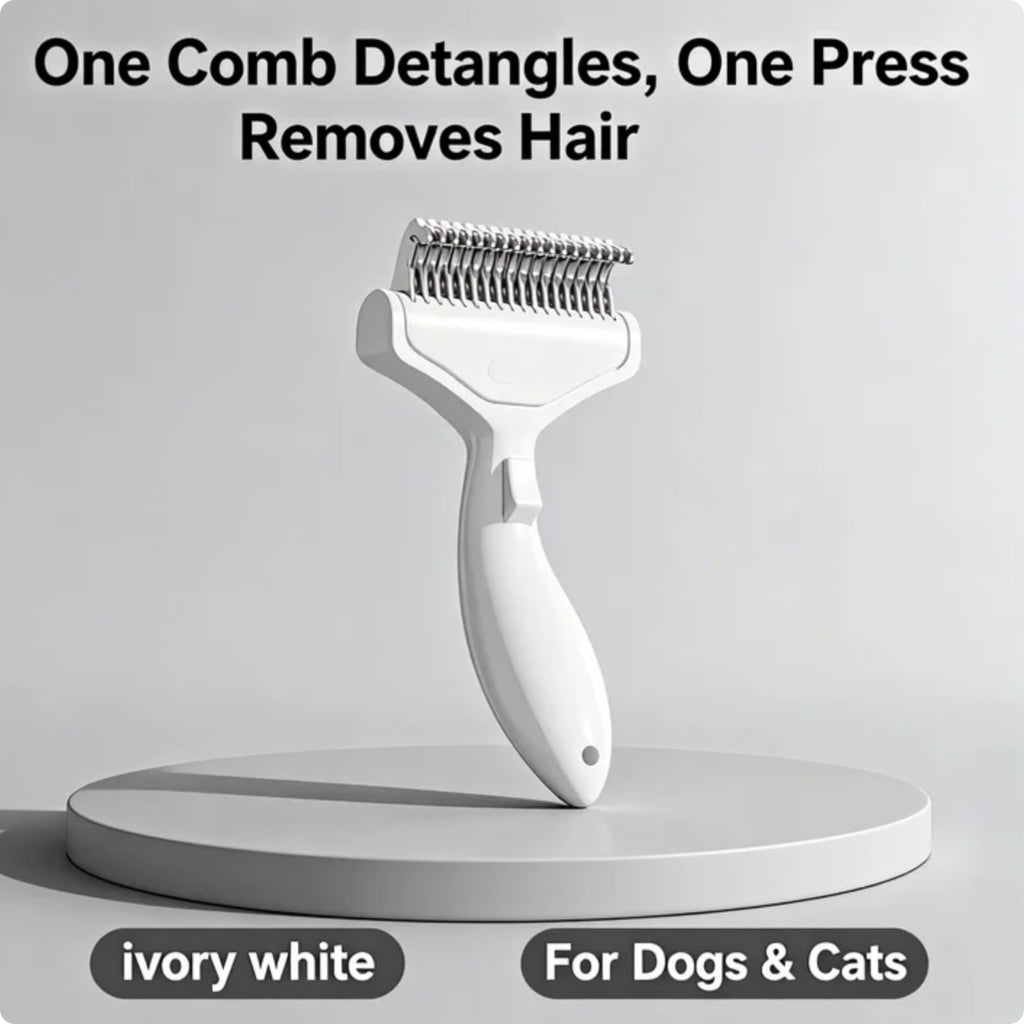Pet Dematting Comb For Cats Dogs, Self Cleaning Deshedding Brush With Stainless Steel Blades, 26 Angle Undercoat Rake For Removing Loose Hair And Tangles, Grooming Tool For Long Short Haired Pets